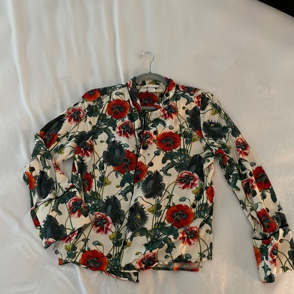 H&M Botanical Print Pajama Style Blouse
